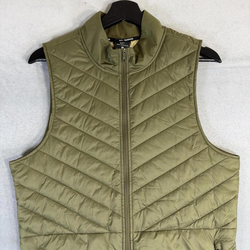 Nike Aerolayer Vest Mens Small Green Full Zip Reflective Puffer Quilted Running - Picture 2 of 8